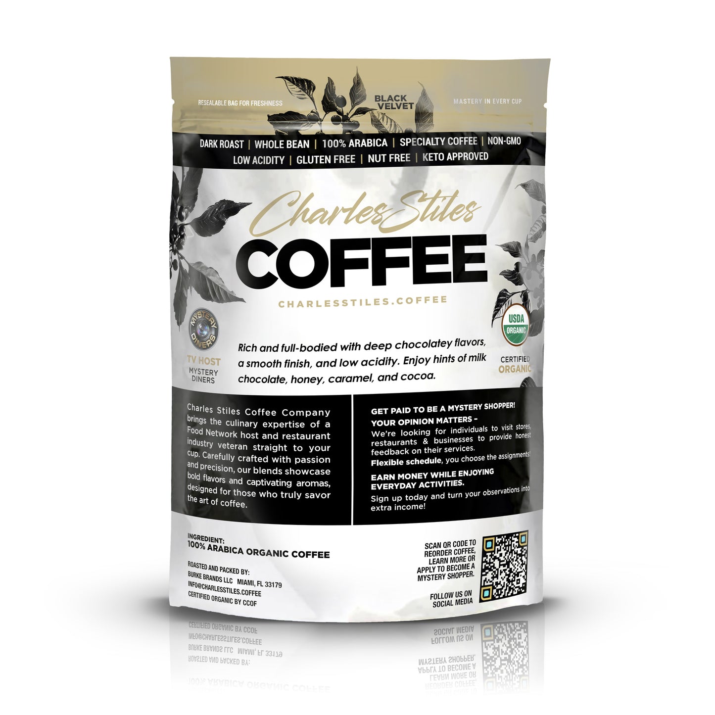 2LB Charles Stiles Organic Dark Roast Coffee
